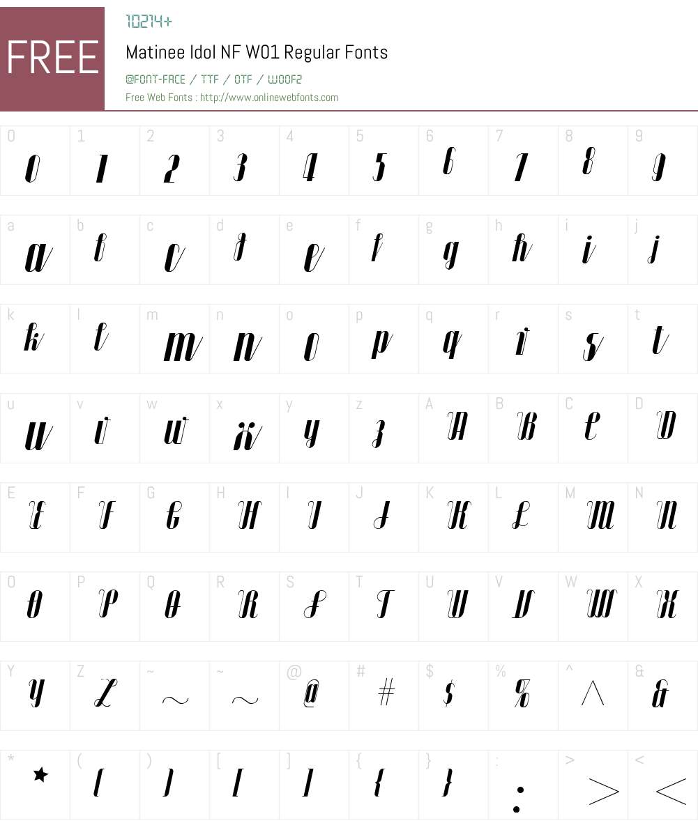 MatineeIdolNFW01-Regular Font Screenshots