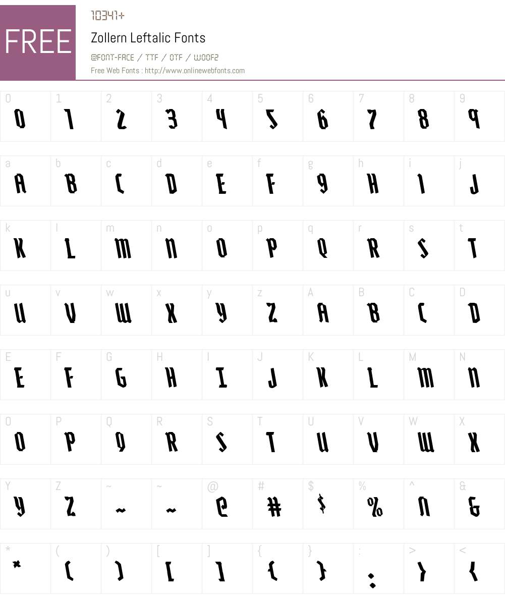 Zollern Leftalic Font Screenshots