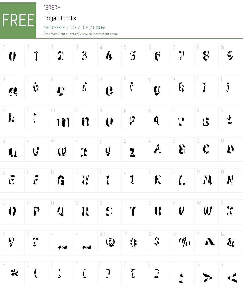 Trojan Font Screenshots