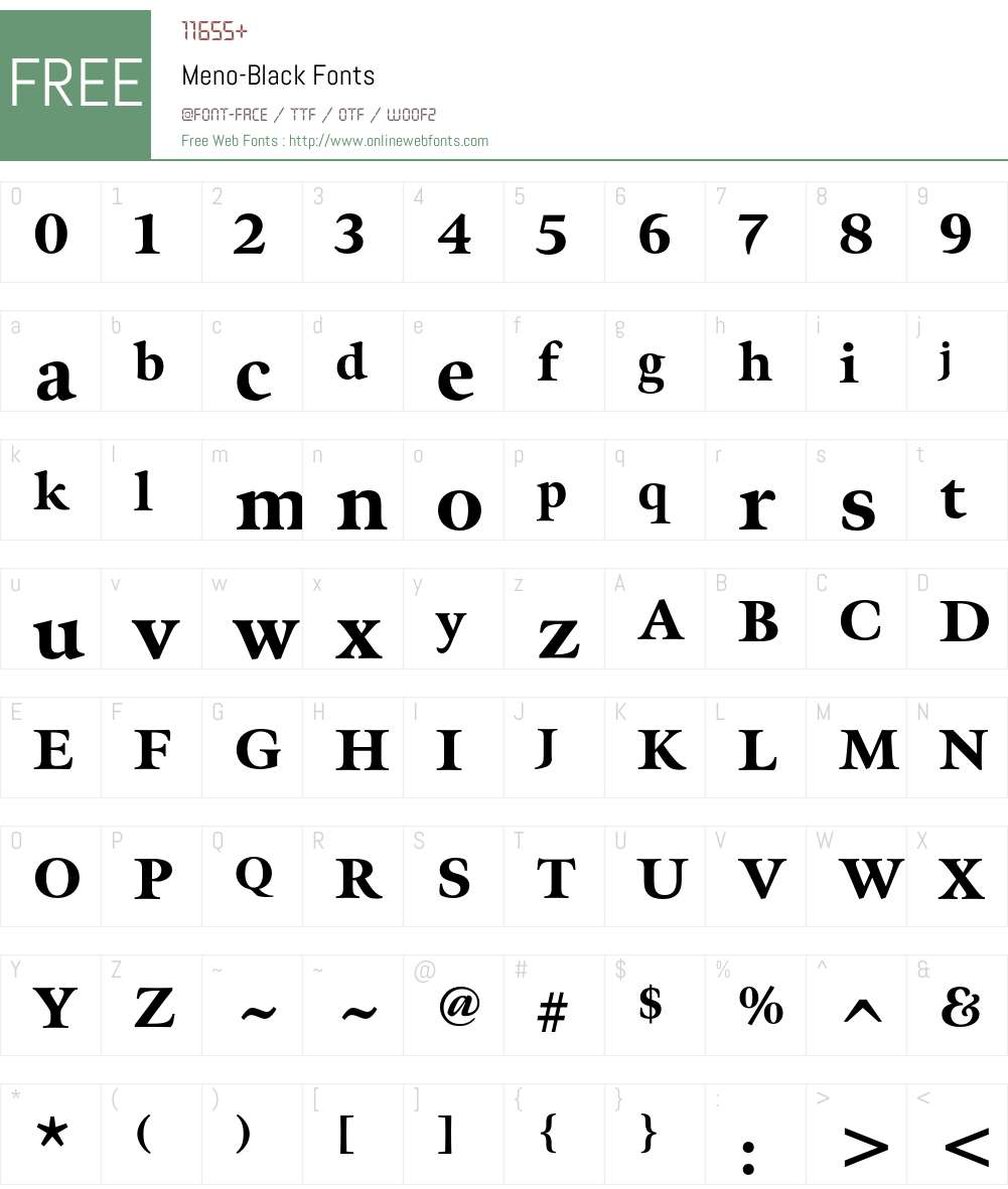 Meno Font Screenshots
