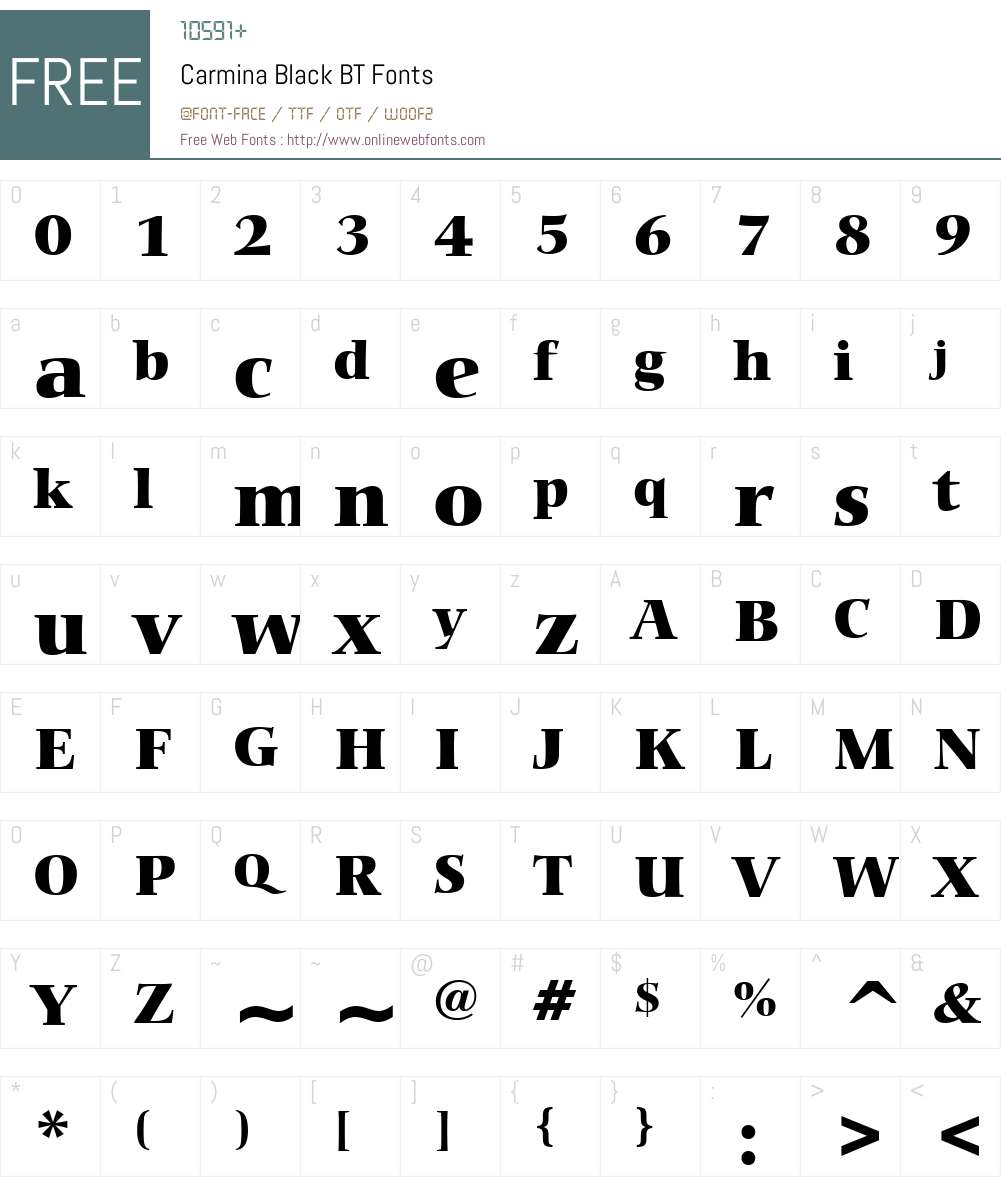 Carmina Blk BT Font Screenshots