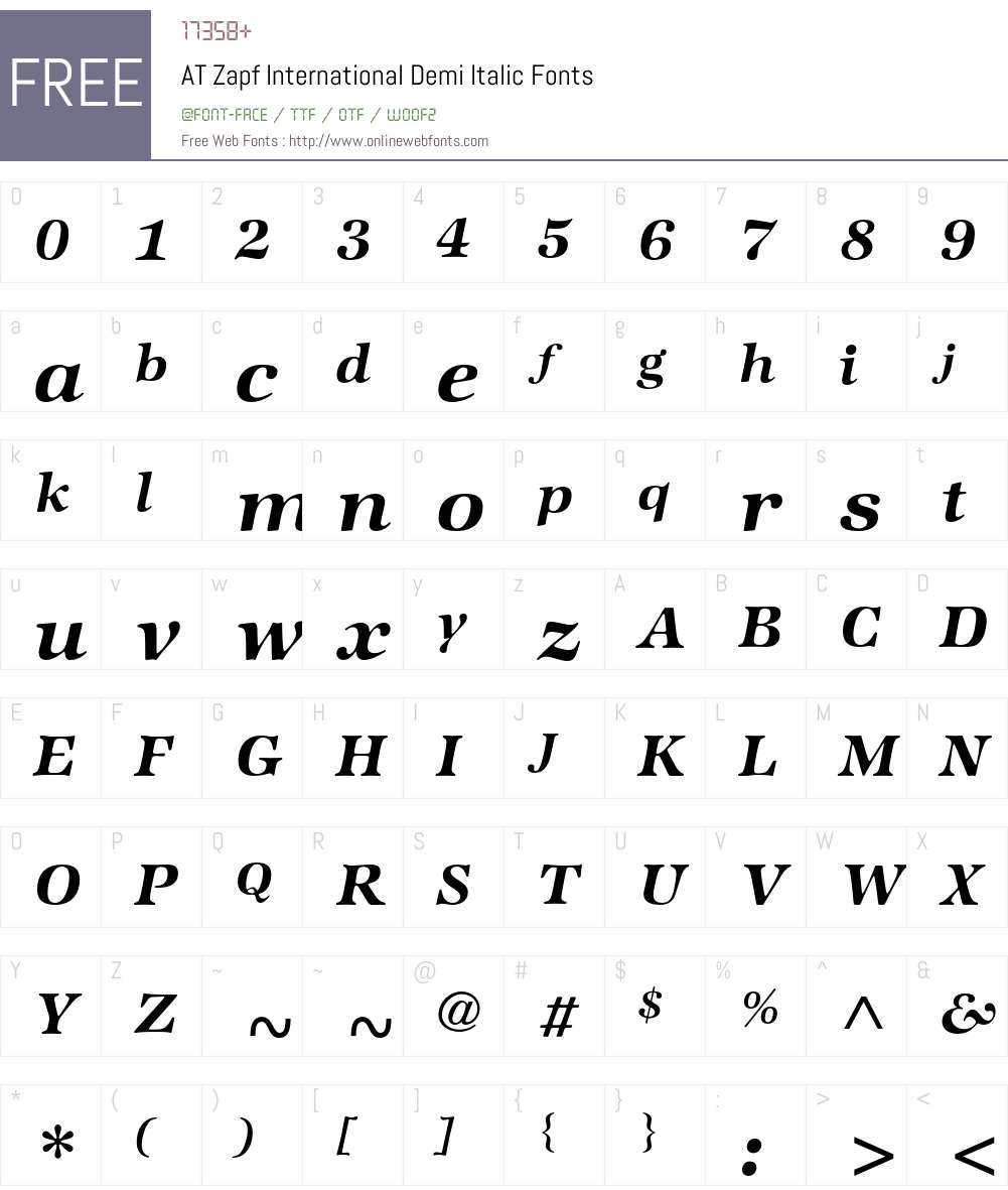 ATZapfInternational Font Screenshots