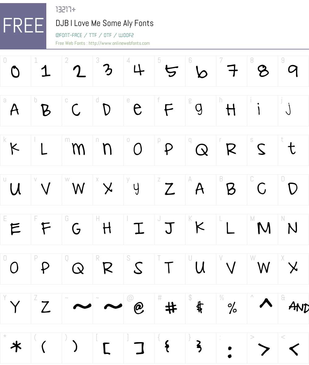DJB I Love Me Some Aly Font Screenshots