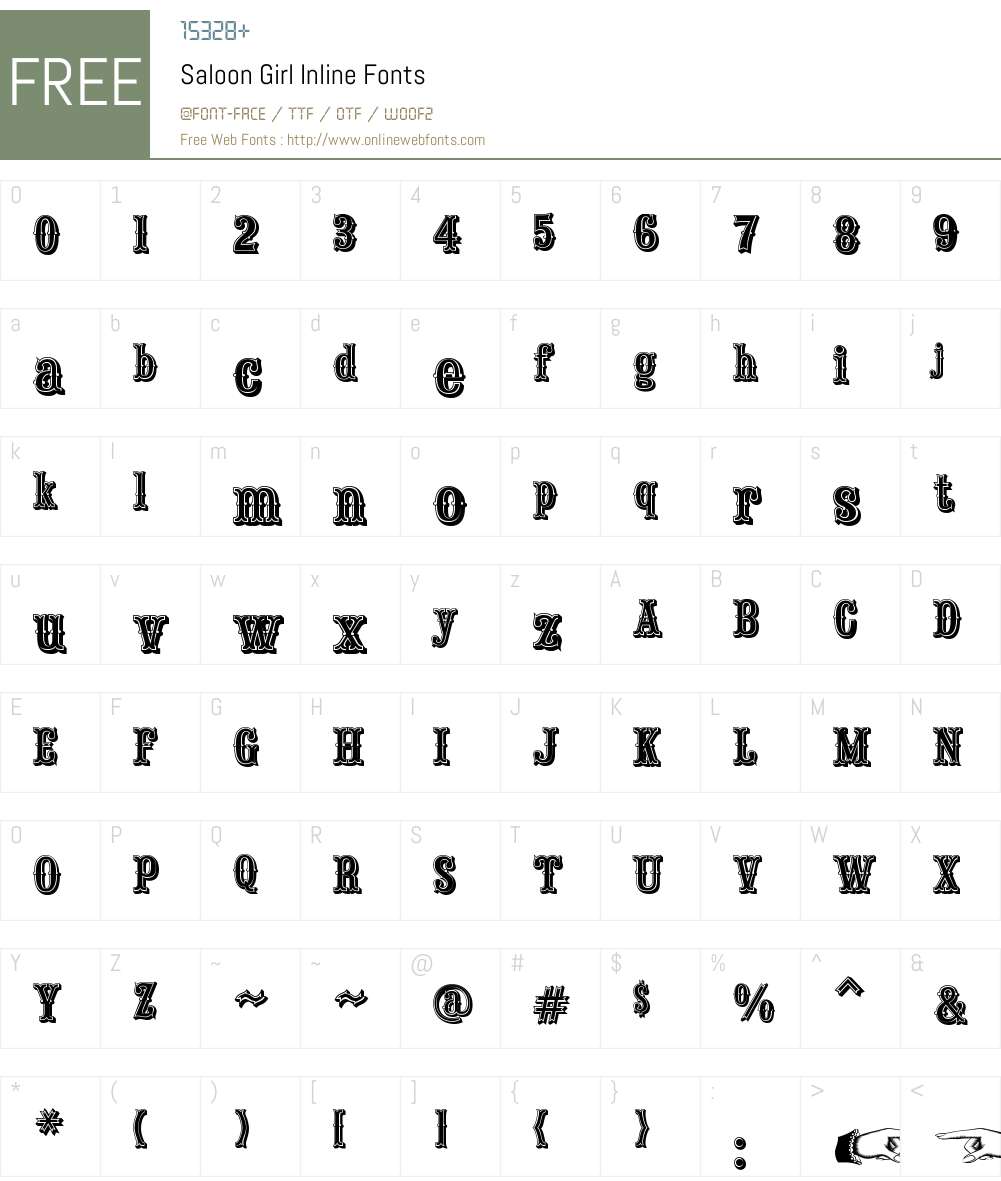 Saloon Girl Inline Font Screenshots