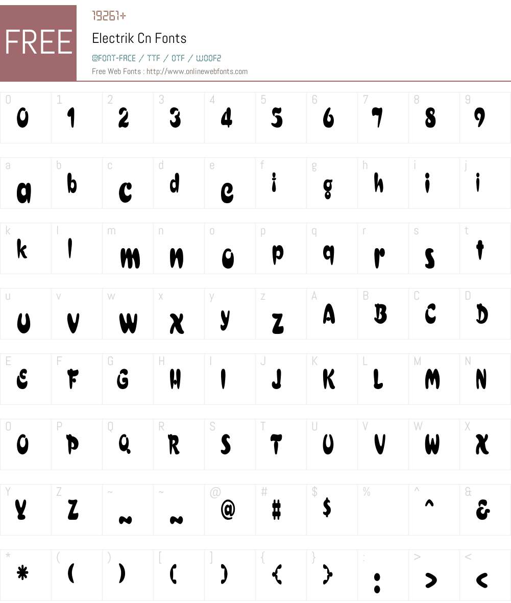 Electrik Cn Font Screenshots