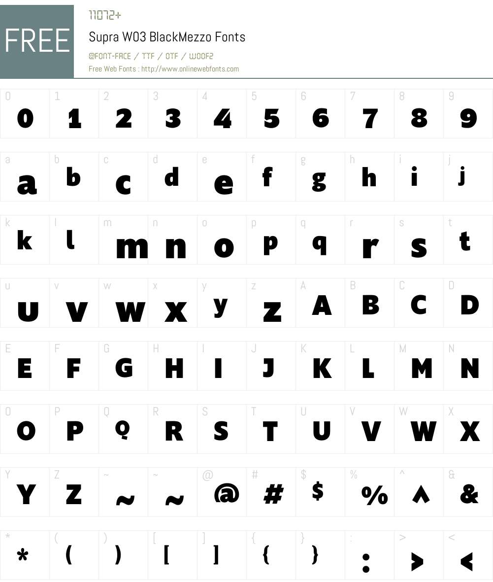 Supra Mezzo Font Screenshots