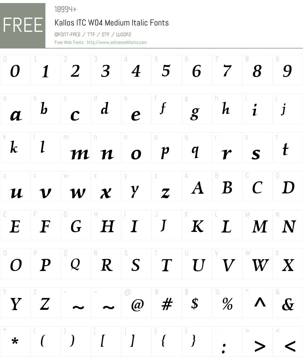 ITC Kallos Font Screenshots