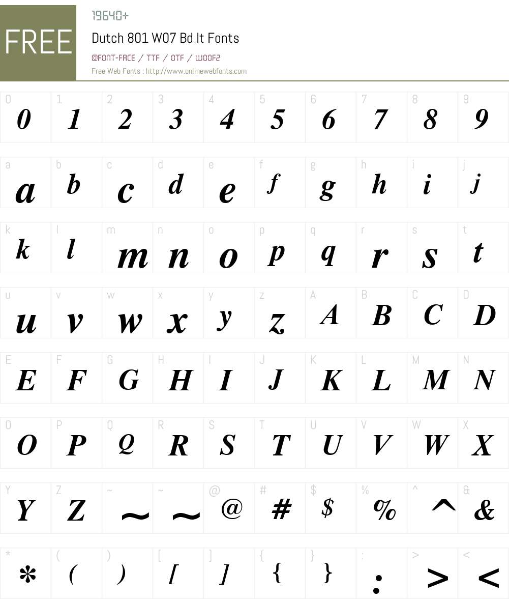 Dutch 801 Font Screenshots