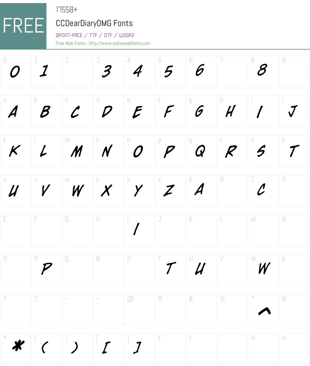 CCDearDiaryOMG Font Screenshots