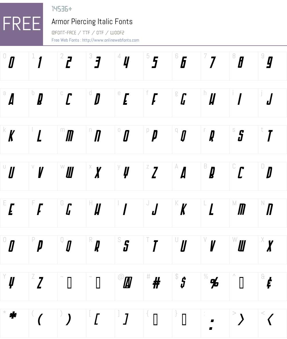 Armor Piercing Font Screenshots