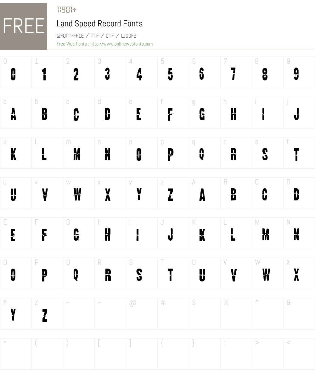 Land Speed Record Font Screenshots