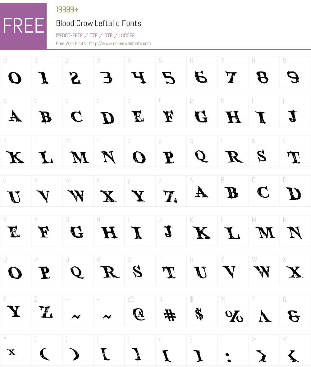 Blood Crow Leftalic Font Screenshots