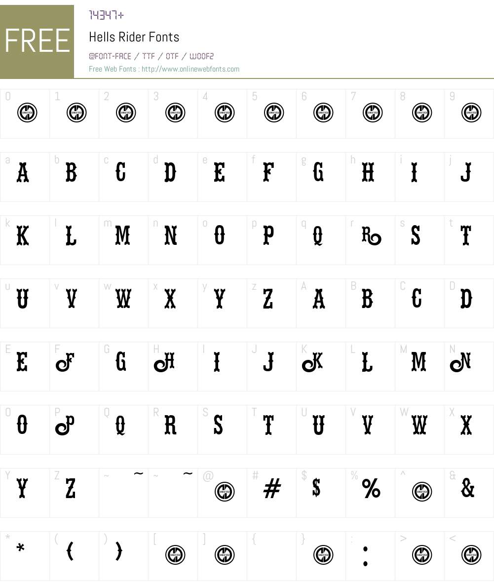 Hells Rider 1.00 August 2, 2016, initial release Fonts Free Download ...