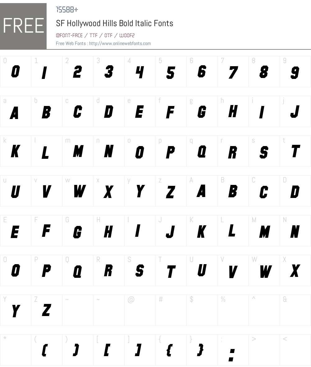 SF Hollywood Hills Font Screenshots