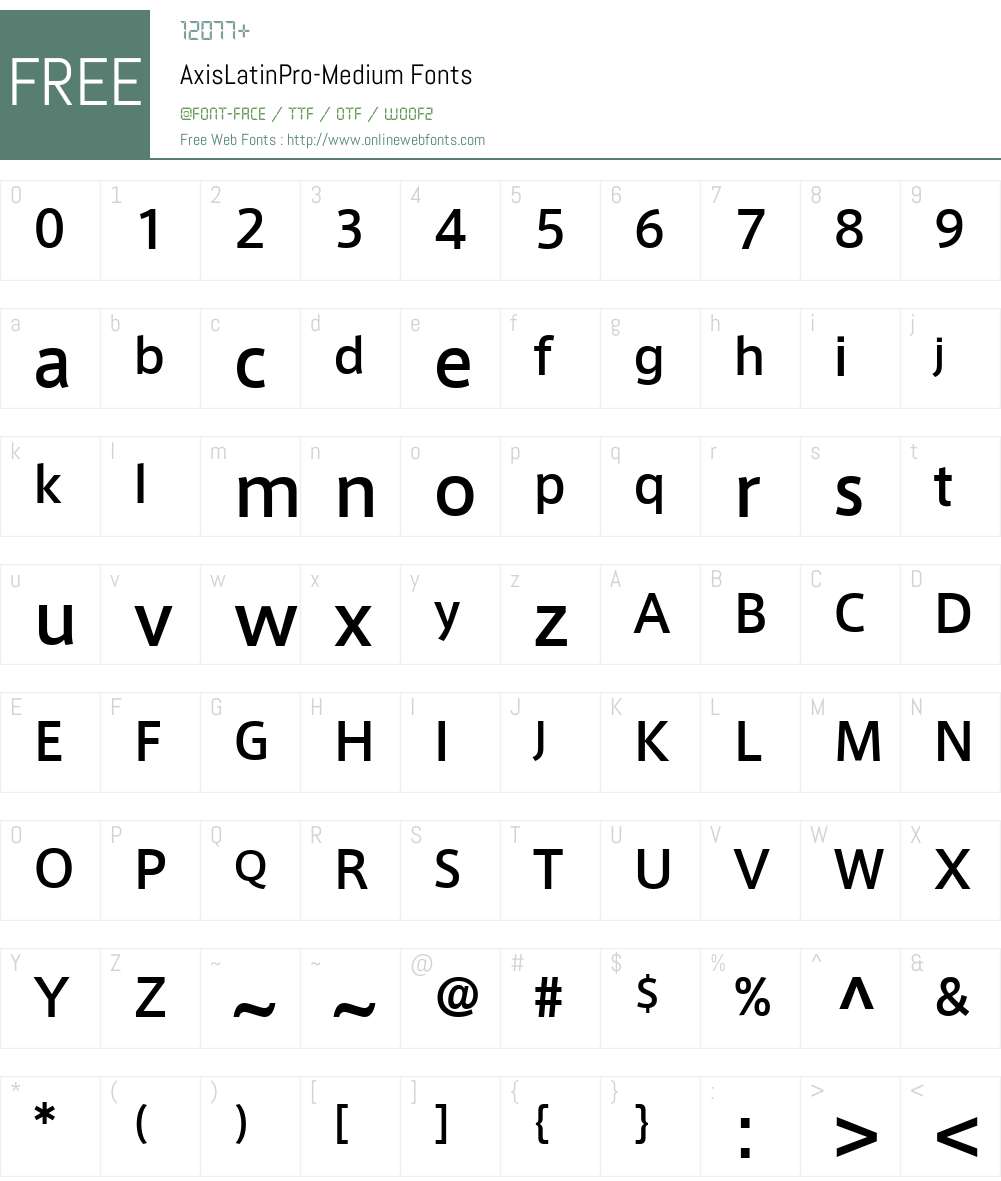 AxisLatinPro-Medium Font Screenshots