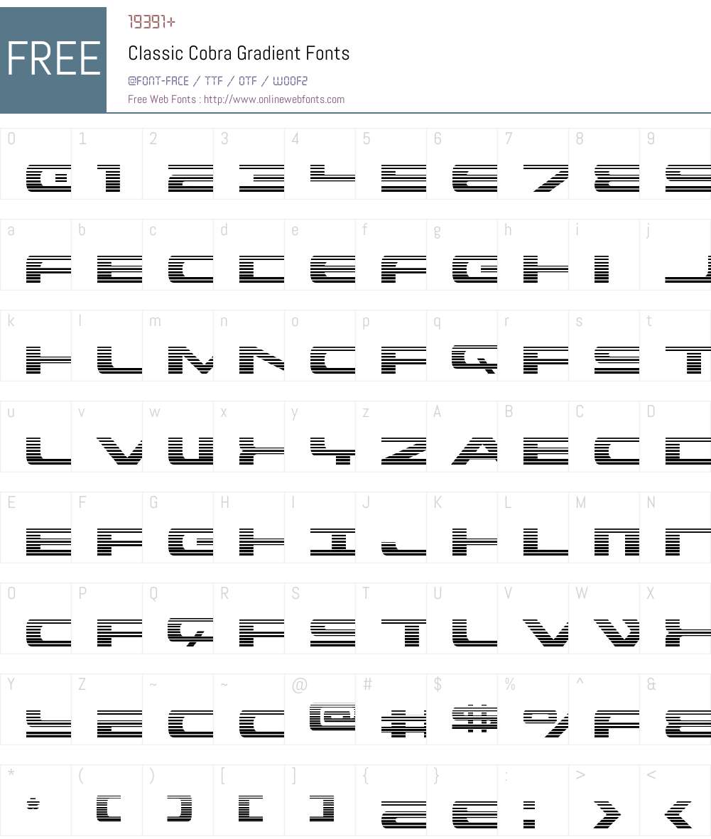 Classic Cobra Gradient Font Screenshots