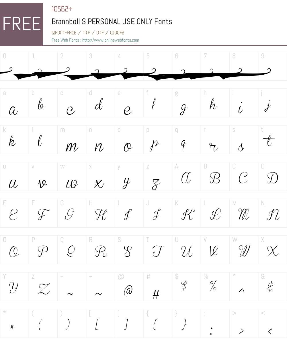 Brannboll S PERSONAL USE ONLY Font Screenshots