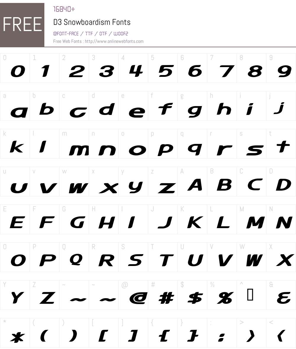D3 Snowboardism Font Screenshots