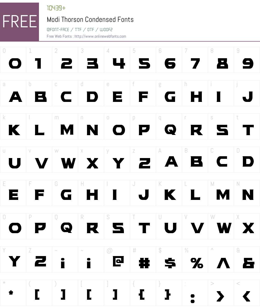 Modi Thorson Condensed Font Screenshots
