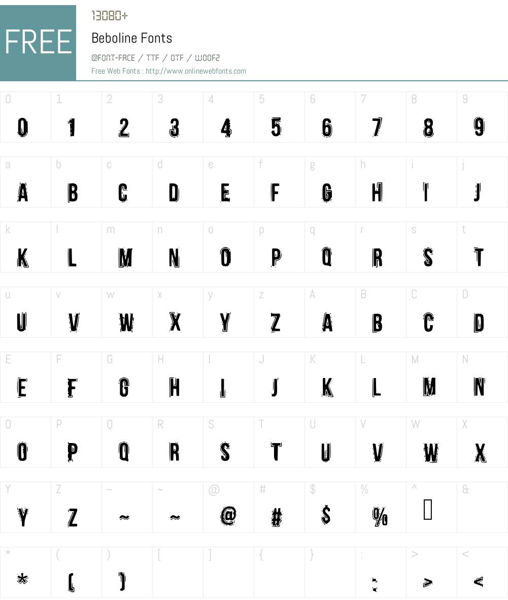 Beboline Font Screenshots