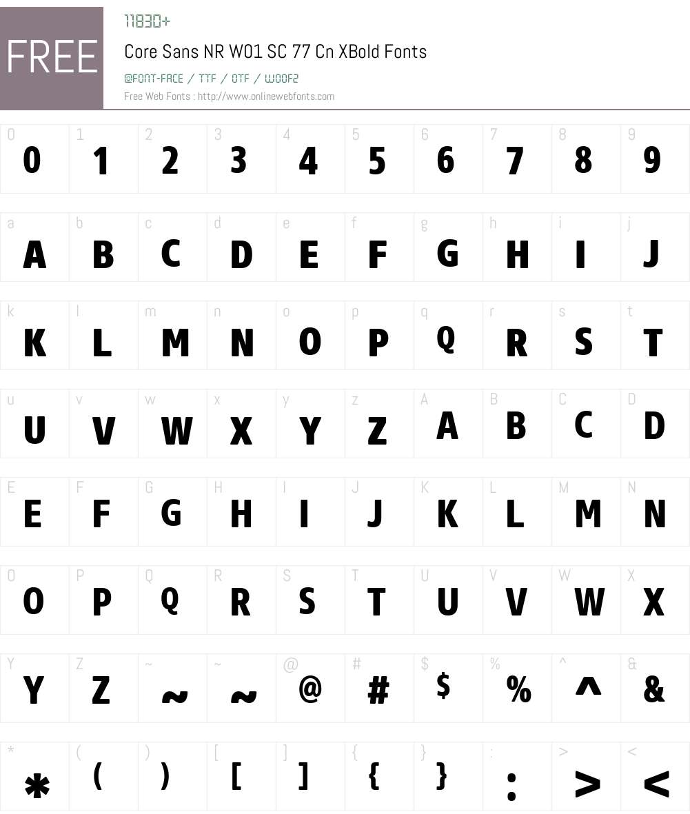 CoreSansNRW01-SC77CnXBold Font Screenshots