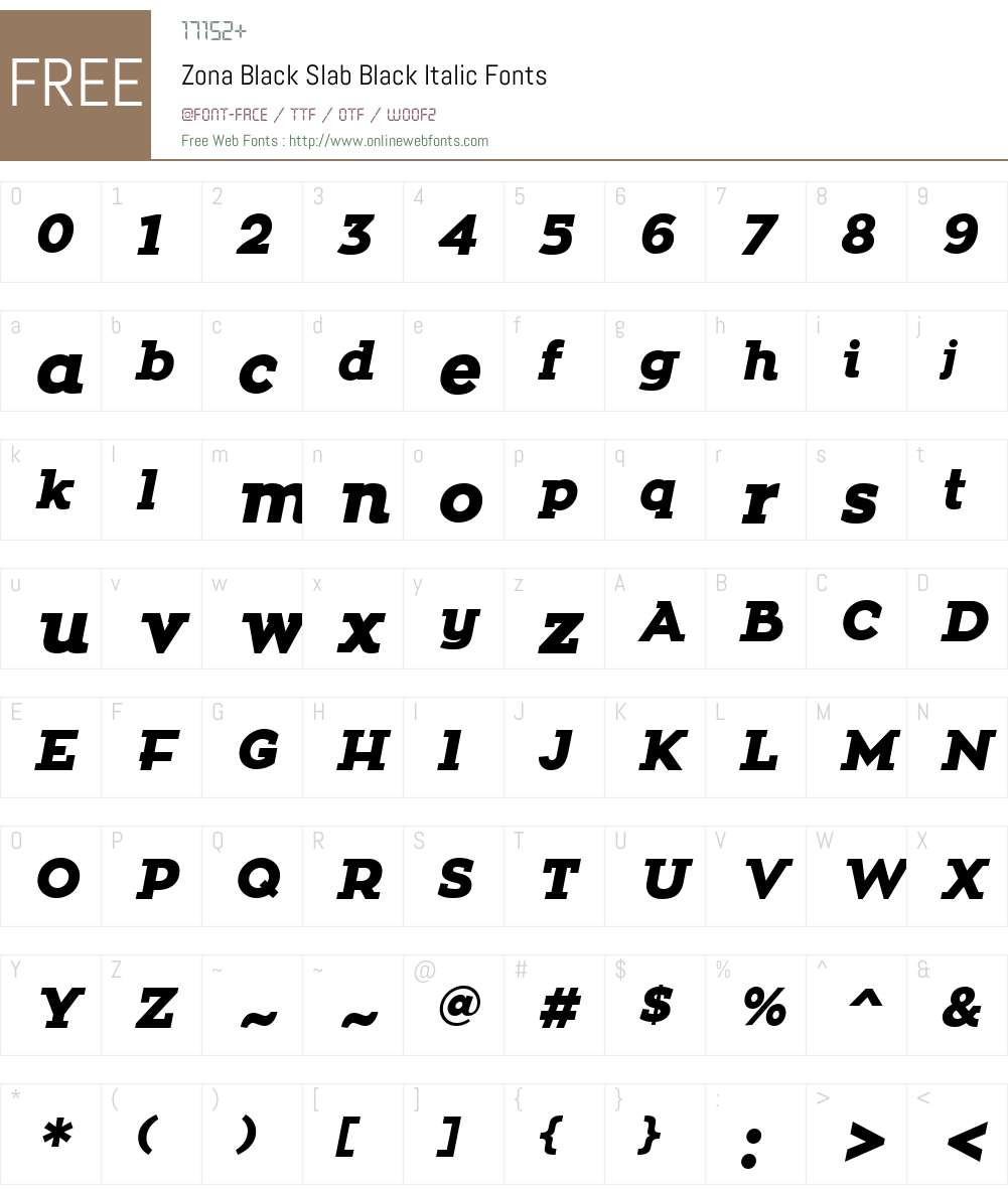 Zona Black Slab Font Screenshots