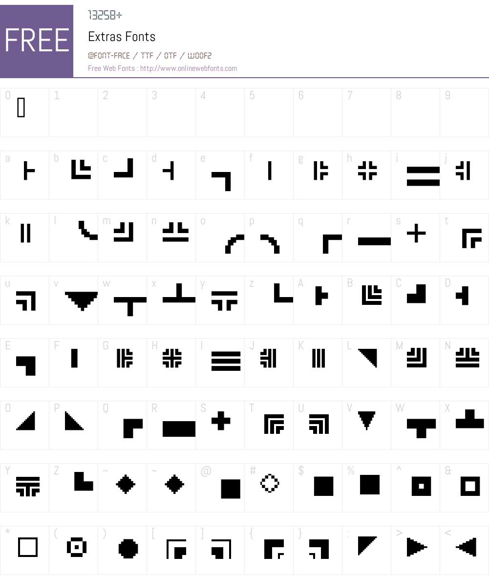 Extras Font Screenshots