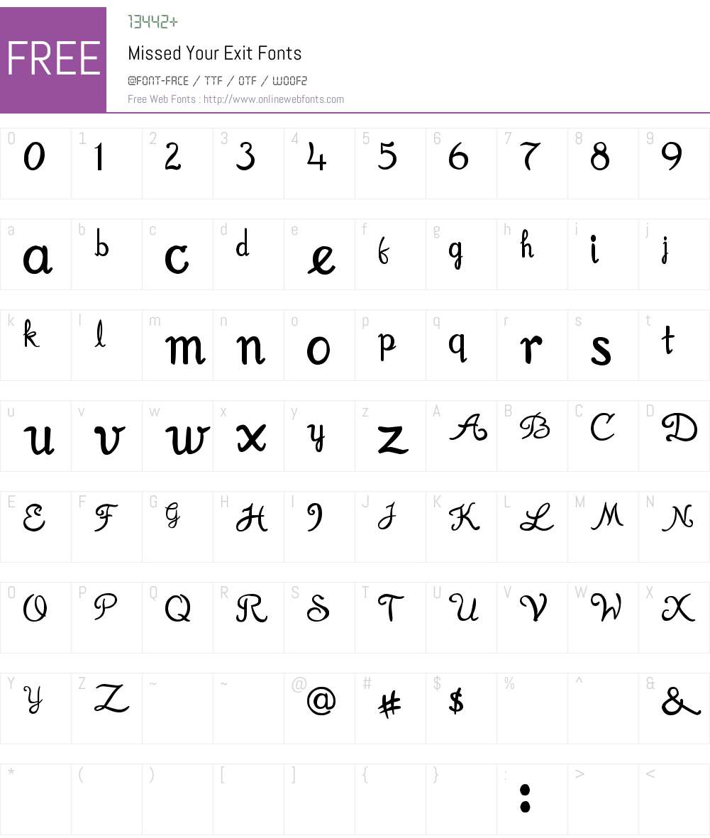 Missed Your Exit Font Screenshots