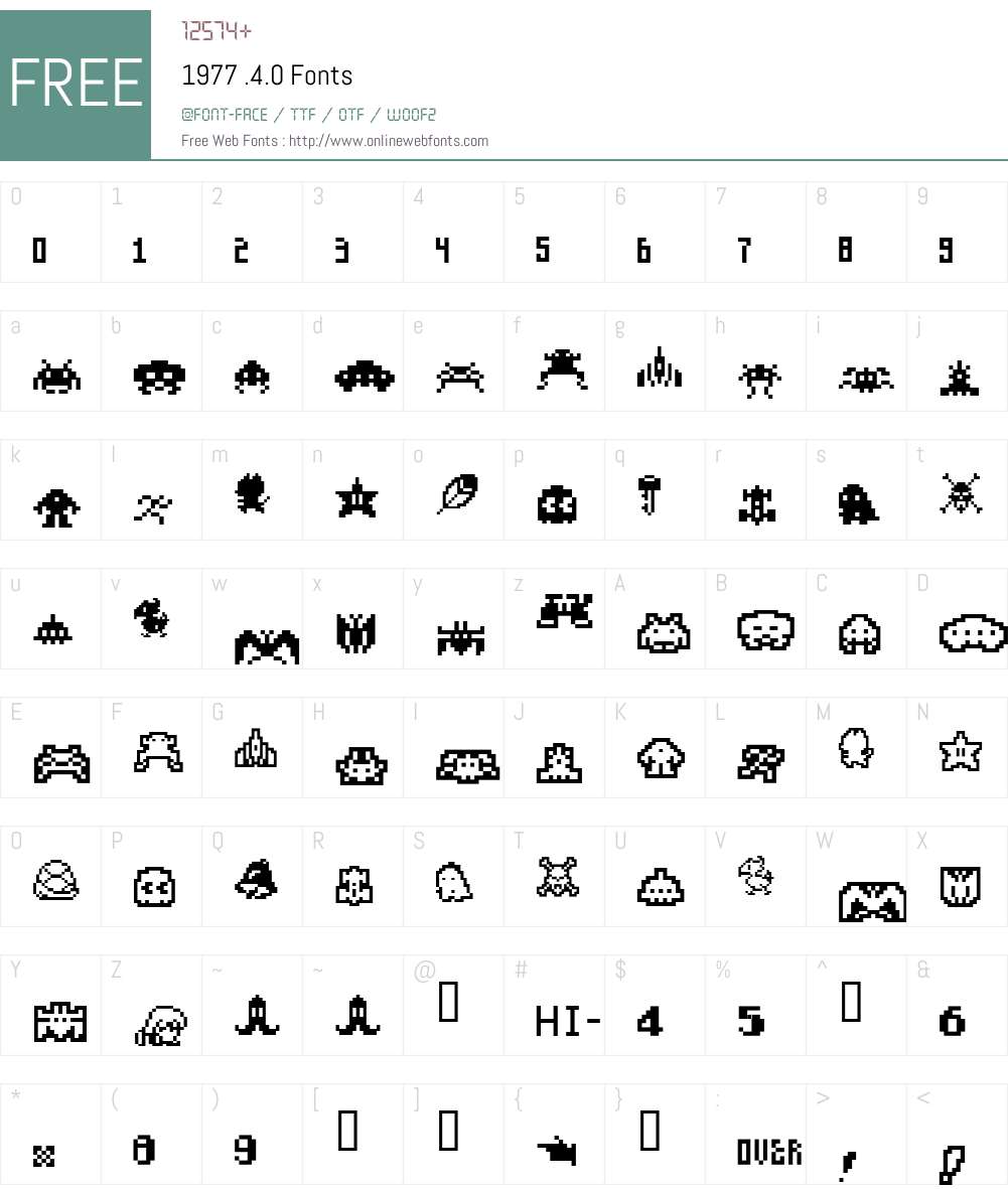 1977 Font Screenshots
