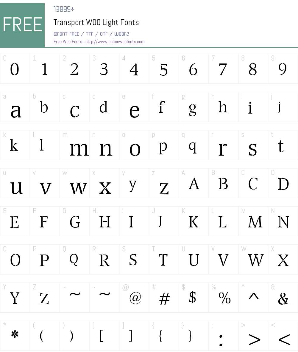 TransportW00-Light Font Screenshots