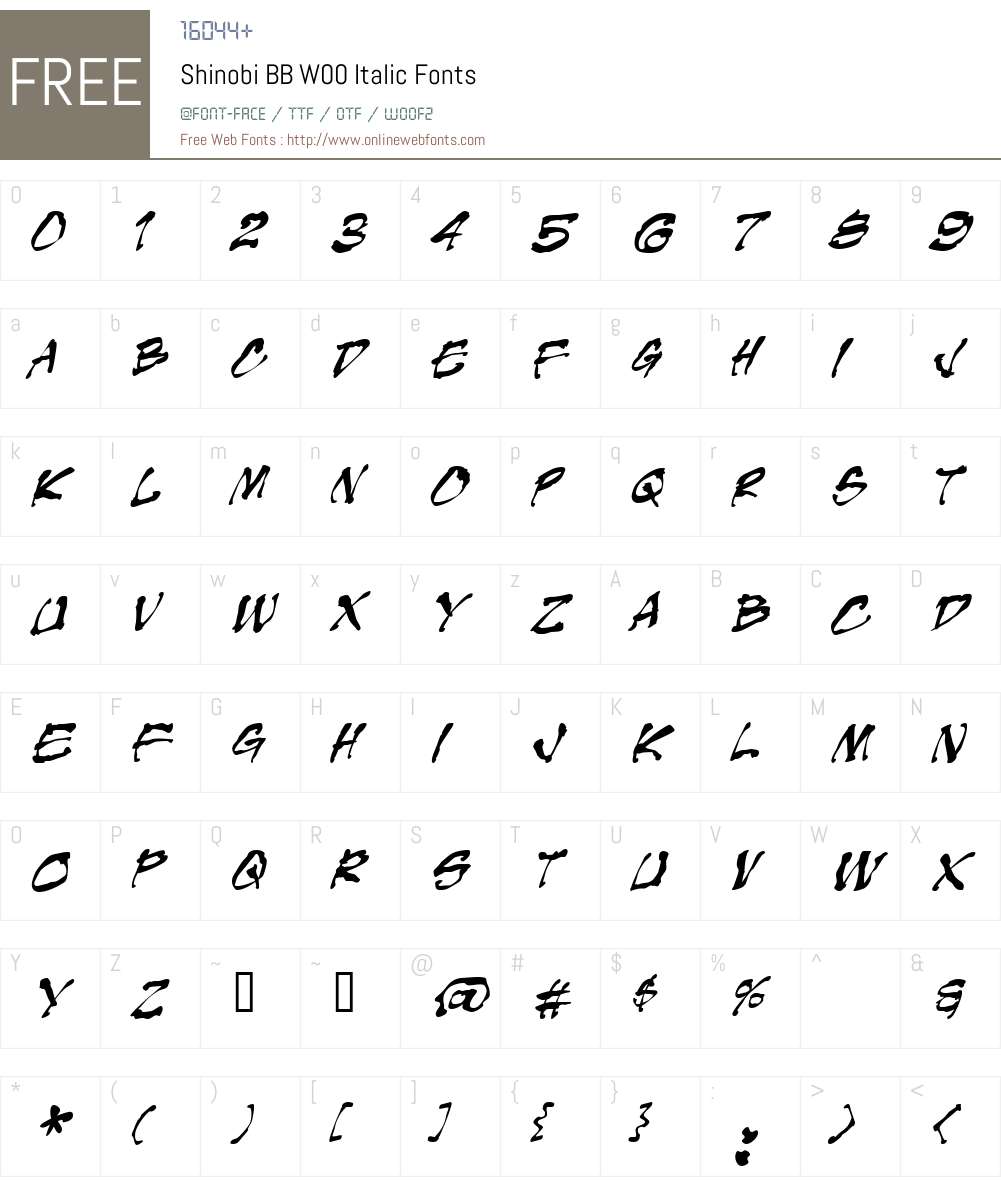 Shinobi BB Font Screenshots