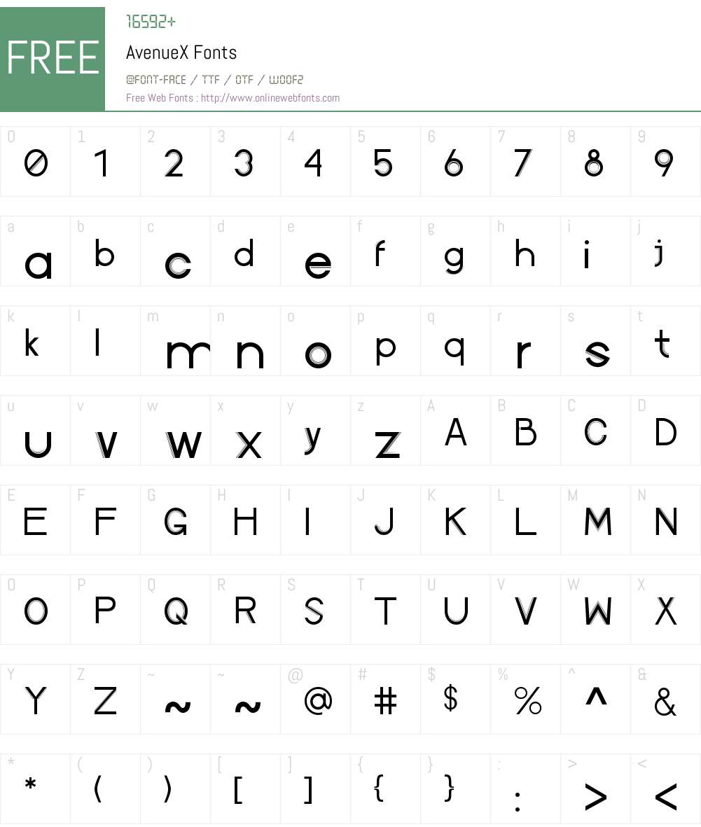 AvenueX Font Screenshots