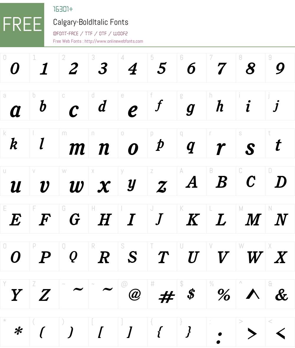 Calgary Font Screenshots