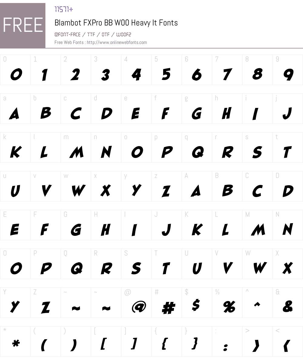 BlambotFXProBBW00-HeavyIt Font Screenshots