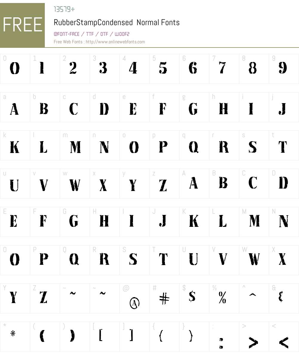 RubberStampCondensed Font Screenshots