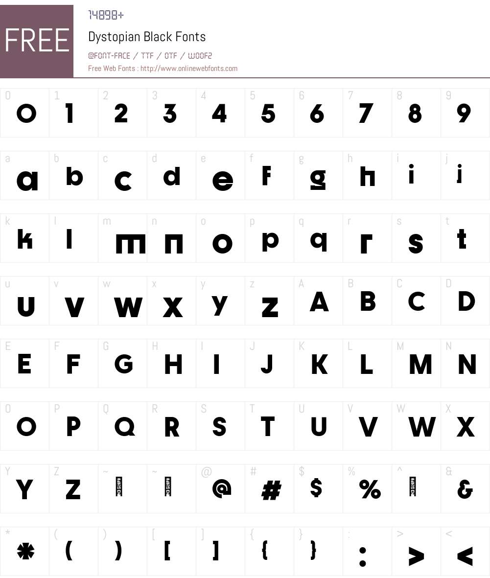 Dystopian Black Font Screenshots