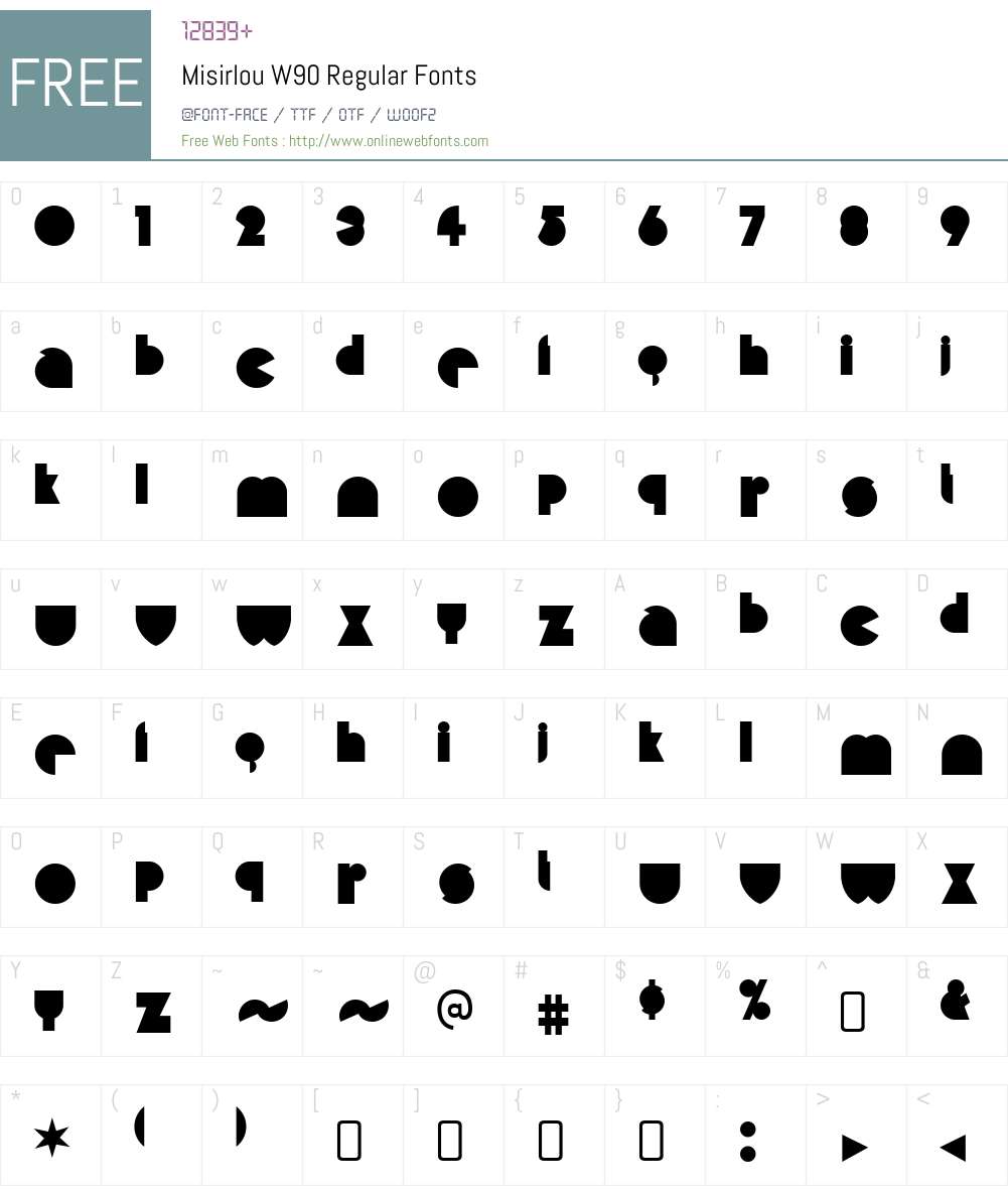 MisirlouW90-Regular Font Screenshots