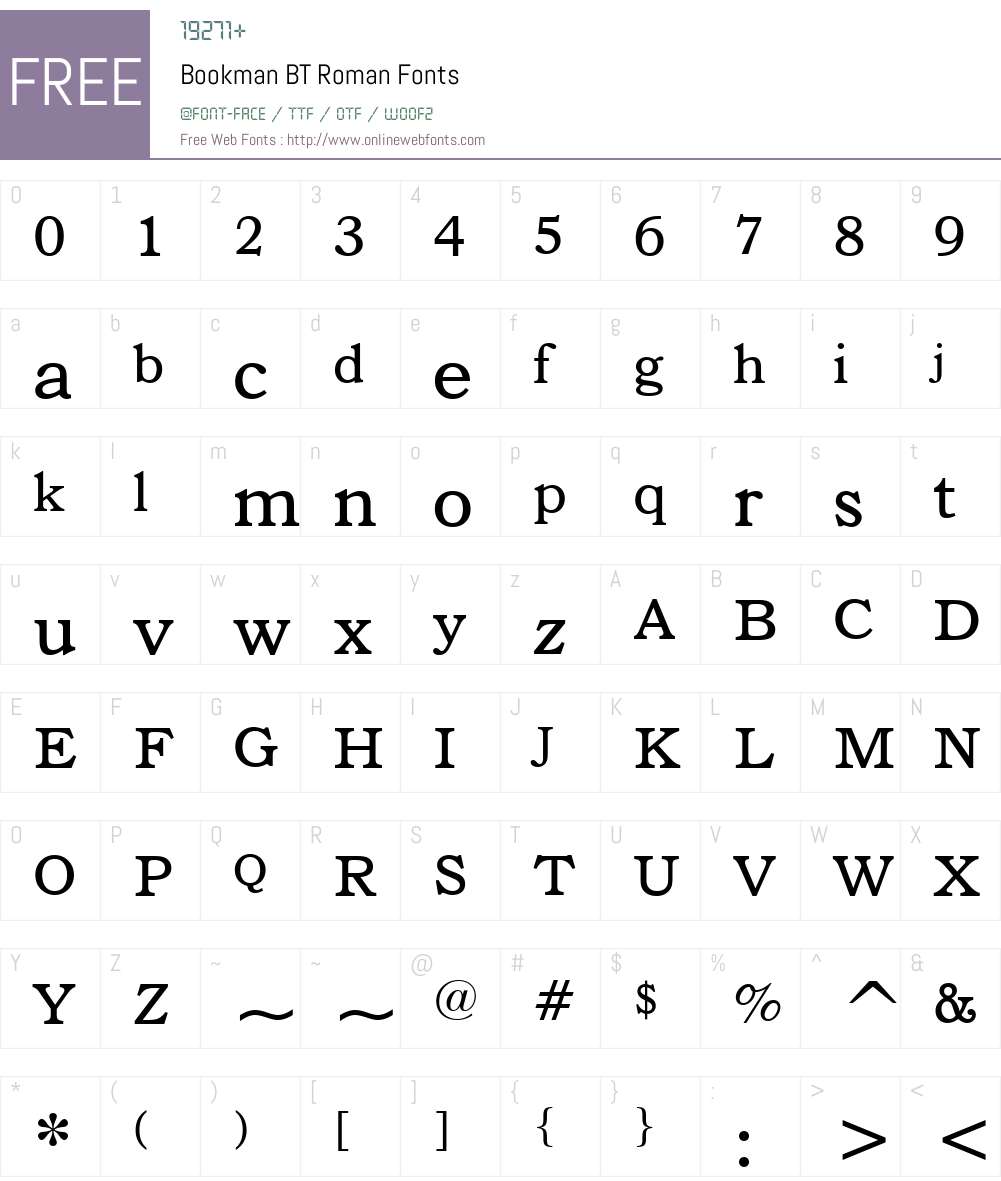 Bookman BT Font Screenshots