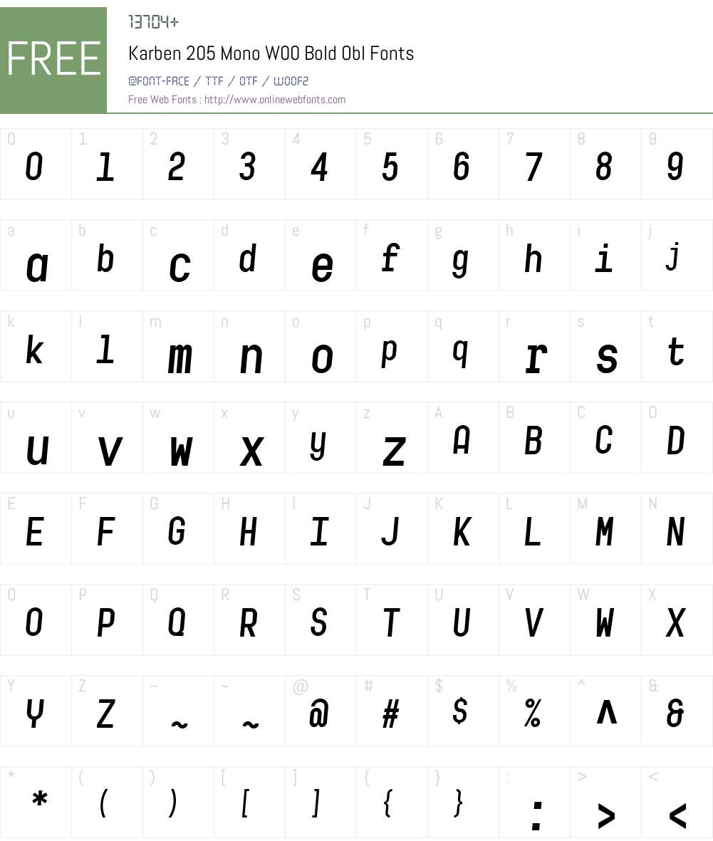 Karben205MonoW00-BoldObl Font Screenshots