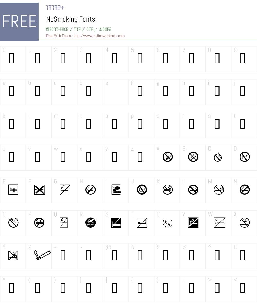 NoSmoking Font Screenshots
