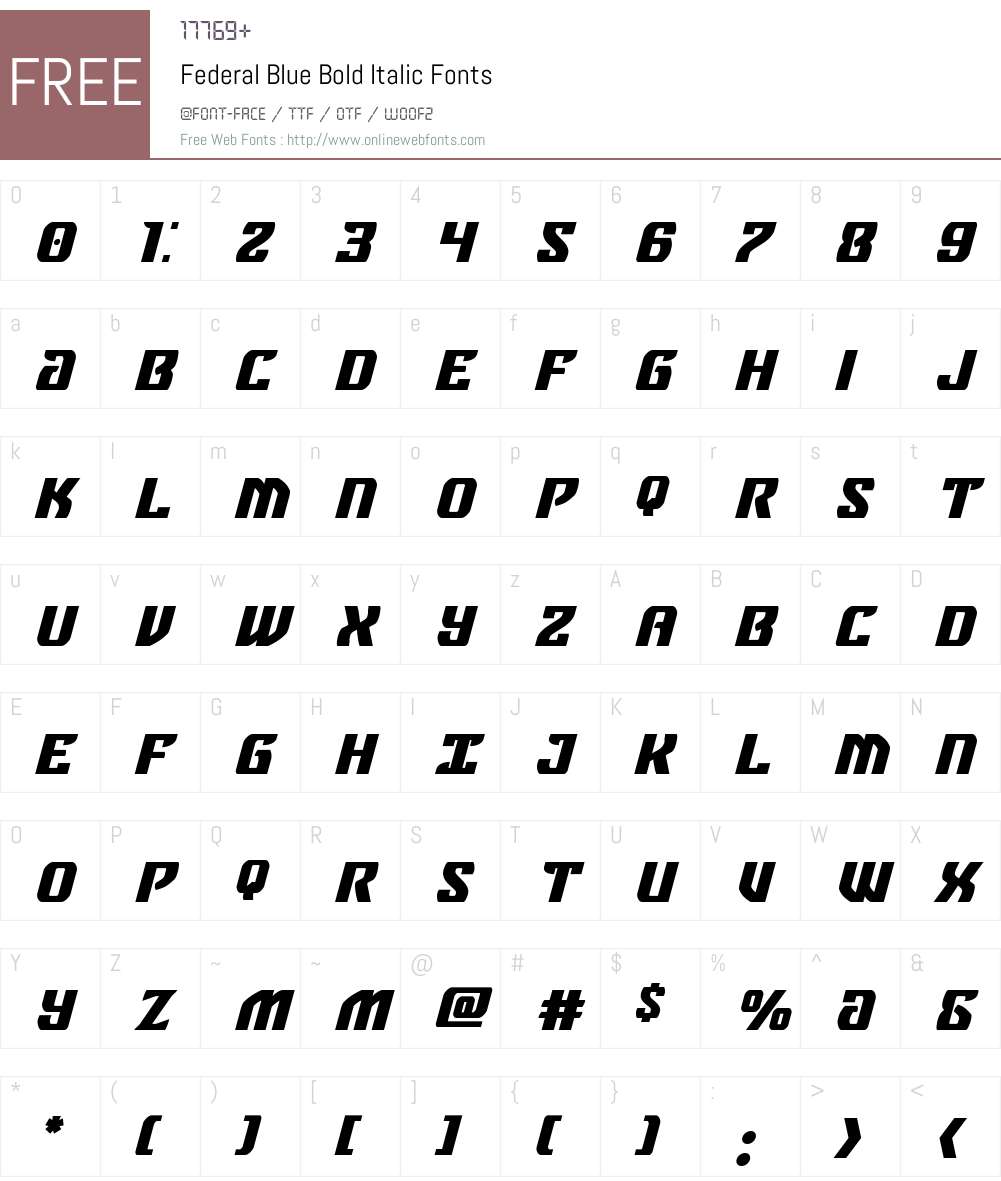 Federal Blue Bold Italic Font Screenshots