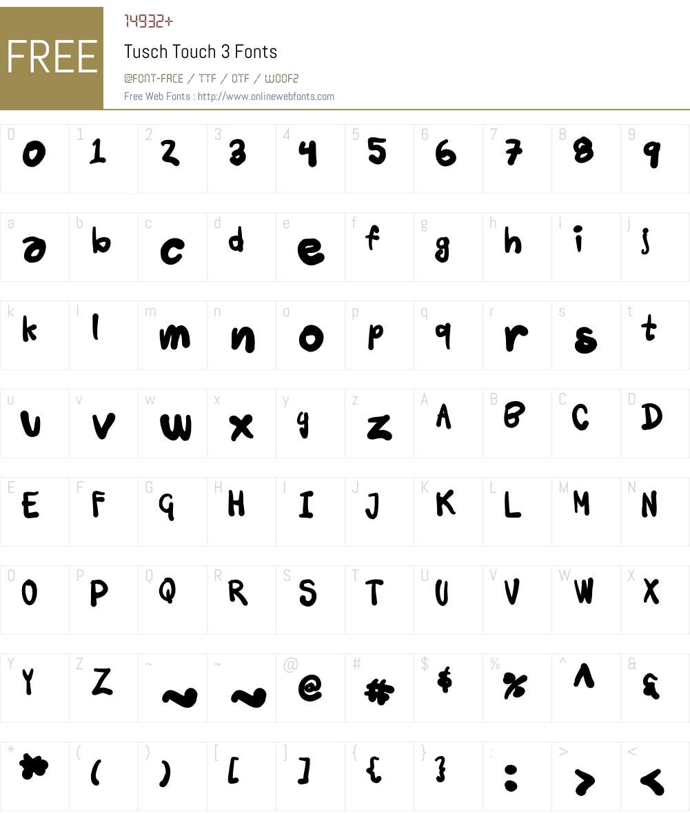Tusch Touch 3 Font Screenshots