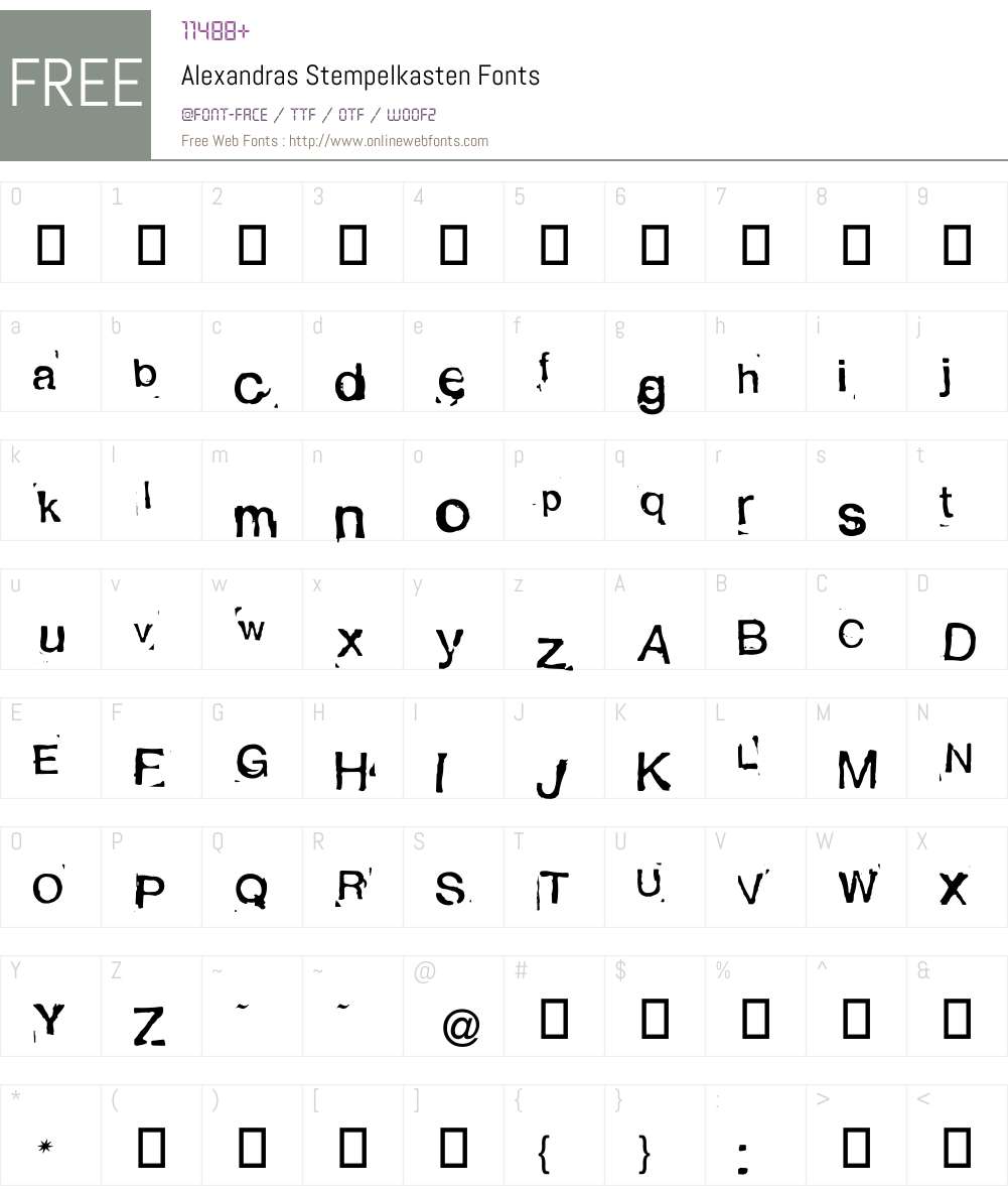 Alexandras Stempelkasten Font Screenshots