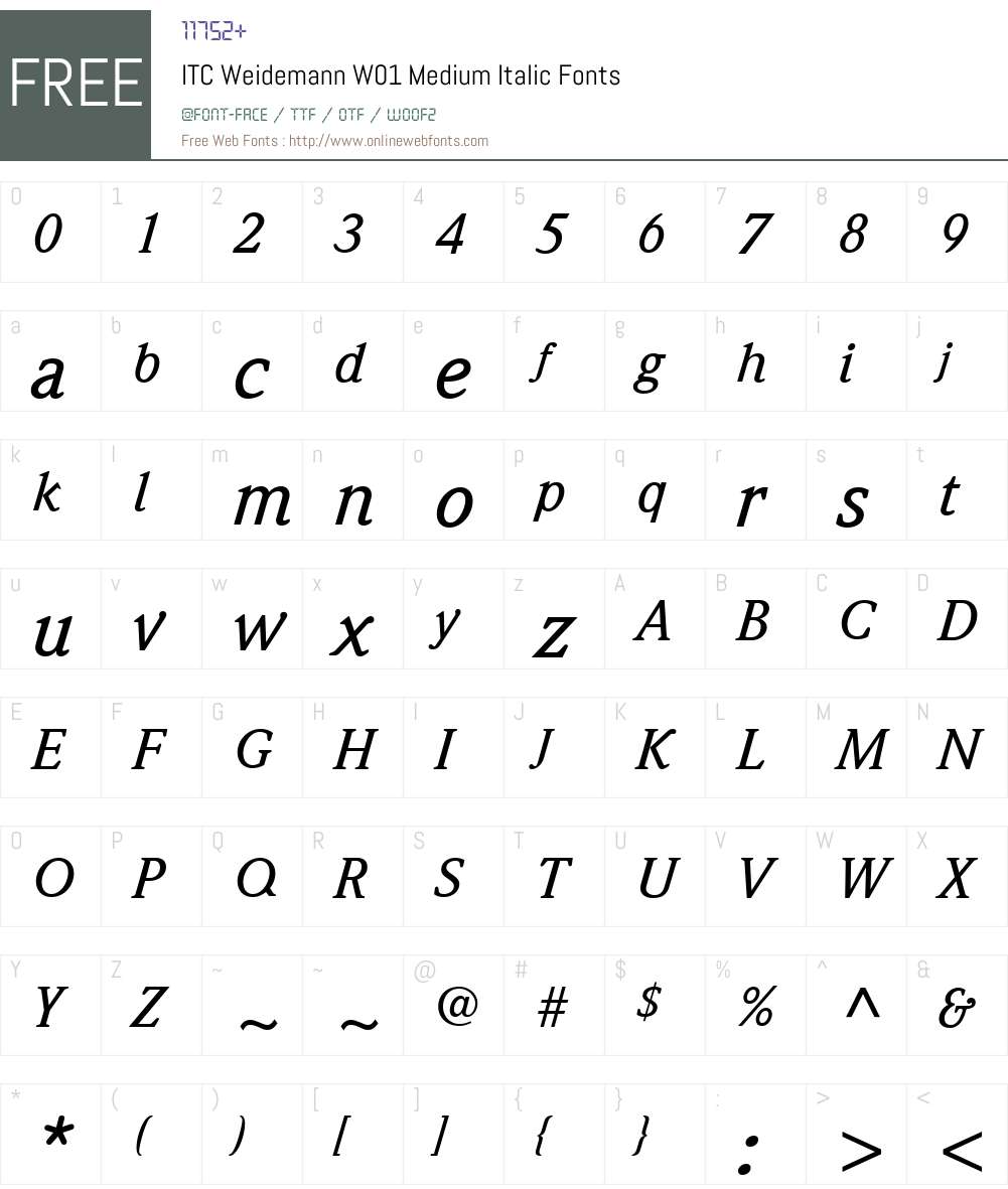 ITCWeidemannW01-MediumItalic Font Screenshots