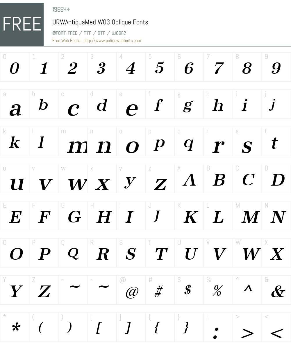 URW Antiqua Font Screenshots