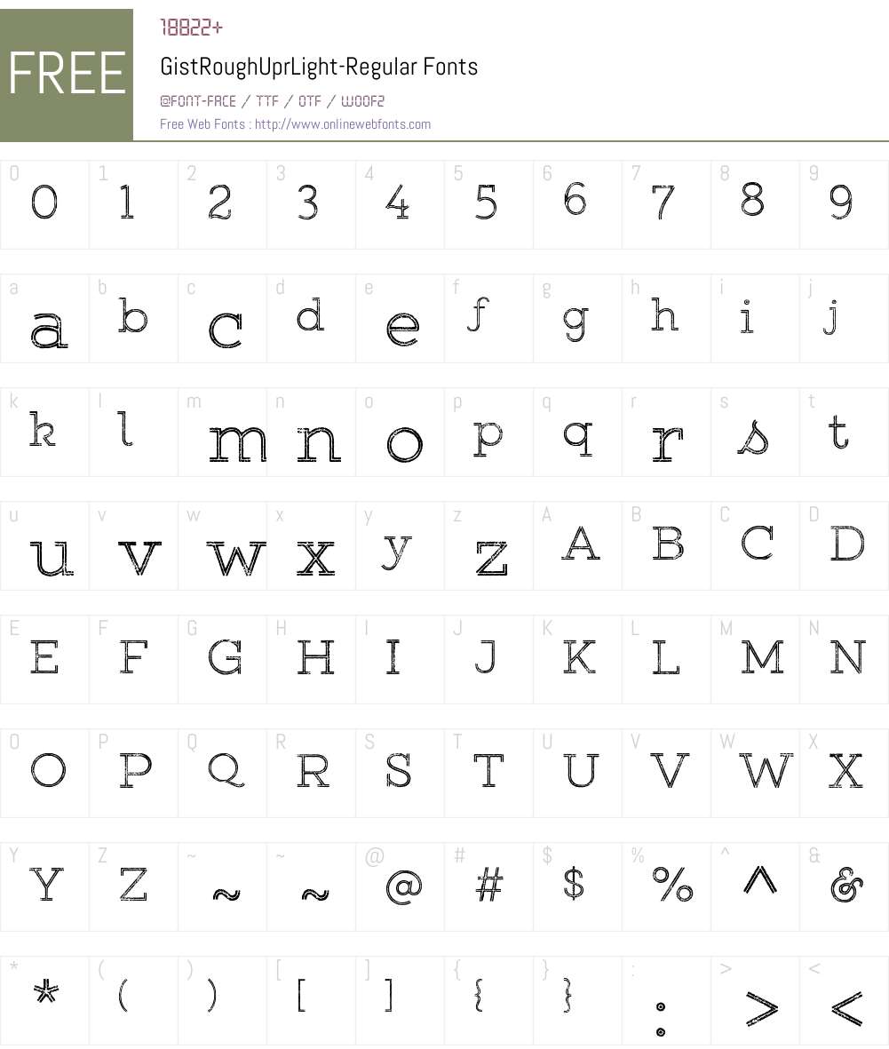 GistRoughUprLight Font Screenshots
