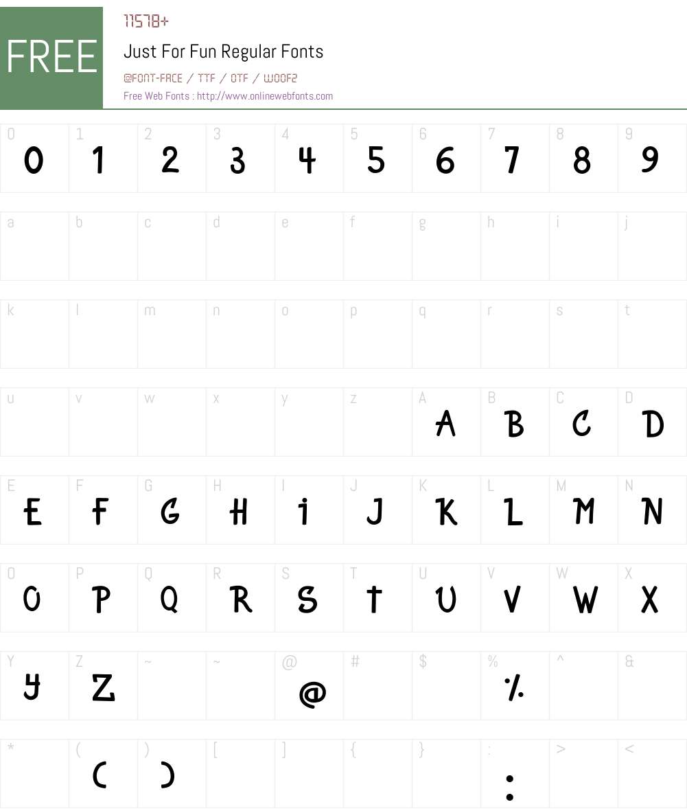Just For Fun Font Screenshots