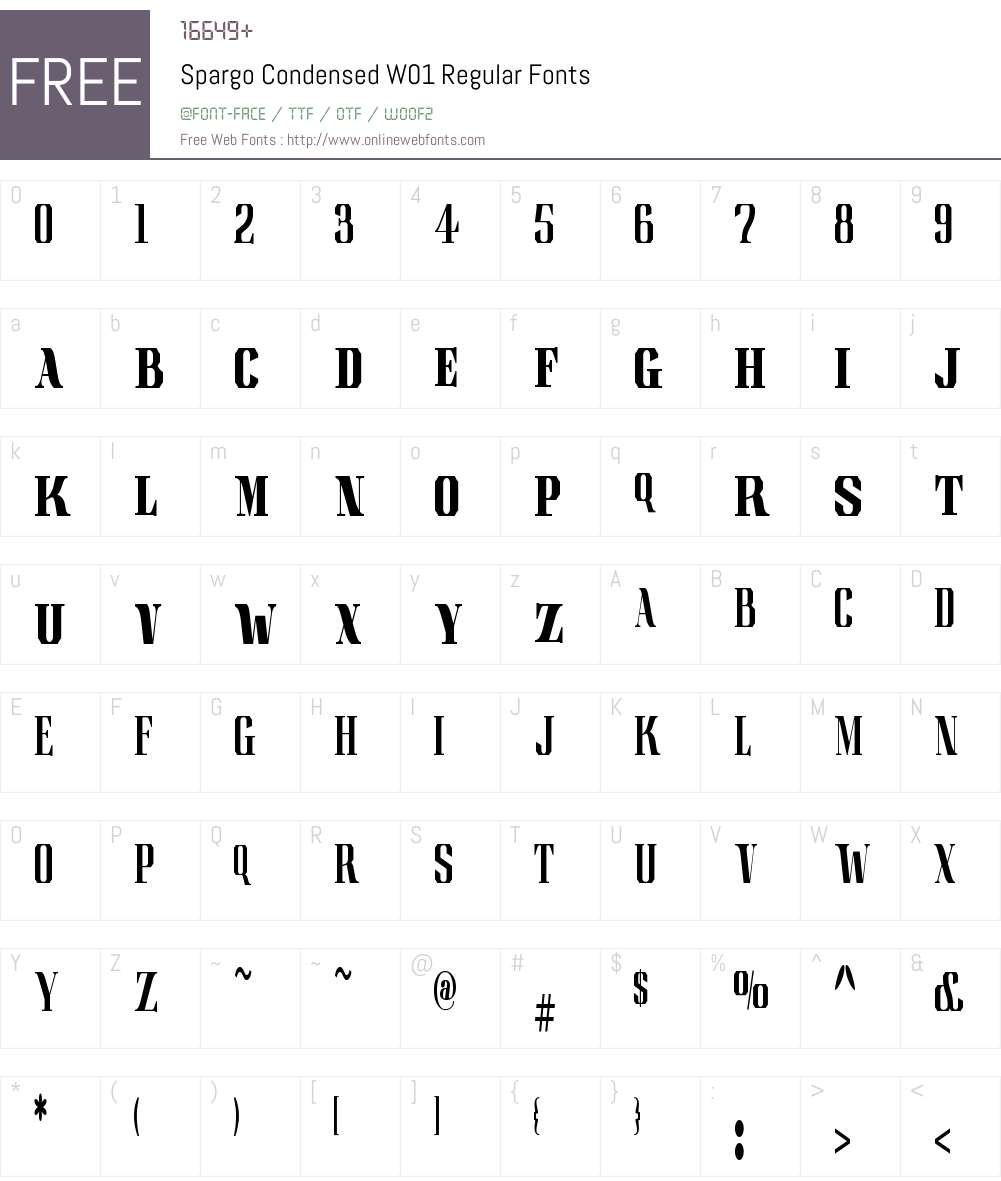 SpargoCondensedW01-Regular Font Screenshots