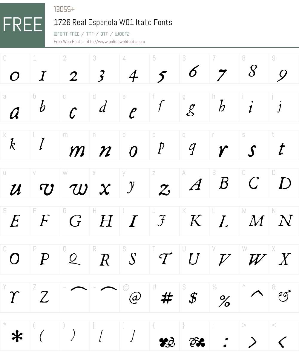 1726RealEspanolaW01-Italic Font Screenshots