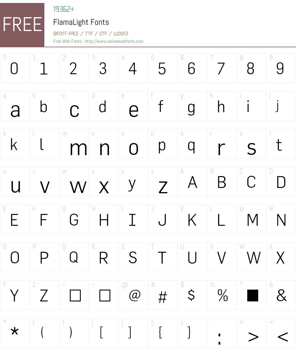 FlamaLight Font Screenshots